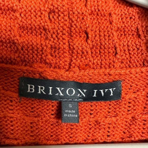 Brixon Ivy Stitch Fix Cable Knit Sweater Orange Angola Cashmere Cozy Collar sz S - Picture 2 of 5